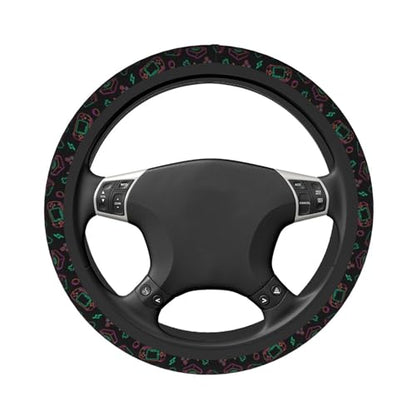 Game Steering Wheel Cover with 2 Car Coasters Non Slip Neoprene for Women Men Universal 15 Inch - color: Game