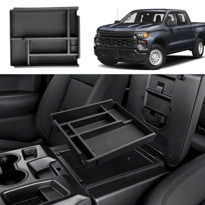 2026 Silverado 1500 Center Console Organizer For 2019-2026 Chevy Silverado 1500/GMC Sierra 1500/2020-2026 Silverado/Sierra 2500HD/3500HD Accessories Center Console - Only Fit Split-Bench Front Seat - size: 2019-2026 Silverado/Sierra