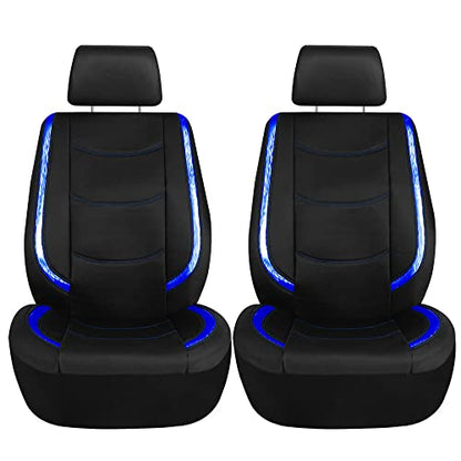 FH Group Full Set Faux Leather Car Seat Covers - Universal Fit, Low Back Front Seat Covers, Airbag Compatible, Split Bench Rear Seat Cover for SUV, Sedan, Blue - color: Blue, style: Seat Covers