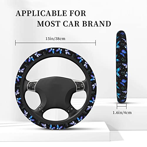 Butterflies Steering Wheel Cover Anti-Slip,Sweat Absorption Universal 15 inch Steering Wheel Covers Cute car Accessories for Men Women - color: 4