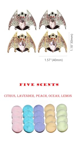 New Bat Aromatherapy Car Decoration Clip Car Air Vent Decorative Fragrance Bat Rearview Mirror Pendant Ambience Decoration Pendant (Double Gold Bat & Double Silver Bat) - size: Double Gold Bat & Double Silver Bat