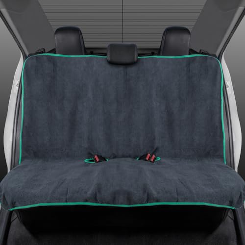 BDK UltraFit Towel Cloth Seat Covers for Cars Rear Bench Car Seat Cover Towel - Universal Fit Washable & Waterproof Seats Protectors for After Gym Workout, Hiking, Running, Beach Sports, and More - color: Mint Trim, size: Rear Bench Seat Cover