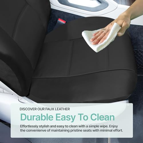 FH Group Front Set Faux Leather Car Seat Cover for Low Back Seat with Removable Headrest, Universal Fit, Car Seat Covers for SUV, Sedan, Black - color: Black, style: Front Set
