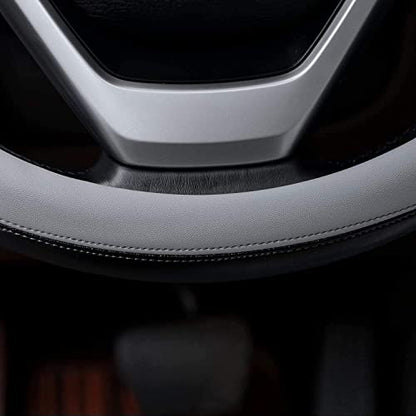 Valleycomfy Microfiber Leather Steering Wheel Covers Universal 15 inch (Gray) - color: Gray, size: Medium(Standard) Size[14.5"-15"]