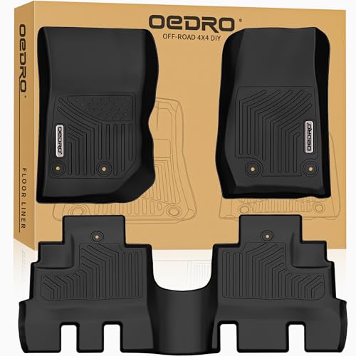 OEDRO Floor Mats Fit for 2014-2018 Jeep Wrangler JK Unlimited JKU 4 Door (Not for 2 Door and JL Models), Black TPE All Weather Car Mats 1st & 2nd Row Floor Liners - style: 2014-2018 Wrangler JK