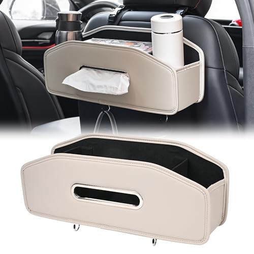 JEYODA Car Seat Back Organizer with 2 Drink Cup Holder,Car Tissue Holder and Storage Box Hook, 3 in 1 Multifunctional Storage for Food Drink Phone, Travel Accessories (Grey) - color: grey