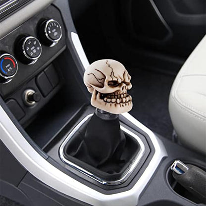Skeleton Shifter Knobs Skull Gear Lever Handle Car Shift Head Fit Most Manual Automatic Transmission, Beige - color: Beige