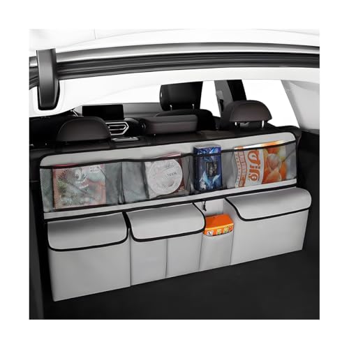 HZEL Car Trunk Organizer, Collapsible Large Capacity Vehicle Backseat Hanging Storage Bag with 9 Pockets, Automotive Interior Backseat Organizer, Universal for SUV RV Truck (Grey) - color: Grey