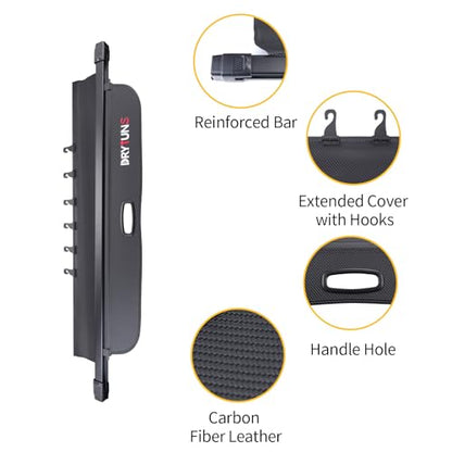 Cargo Cover for Honda CRV 2026 2025 2024 2023, Retractable Cargo Trunk Cover for Honda CRV 2023-2026, w/Extension and Hooks - style: Carbon Fiber Leather - Extension & Hooks