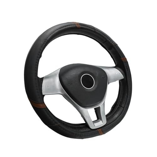Car Steering Wheel Cover, 15 Inch Microfiber Leather Steering Wheel Protector with Anti-Slip Grip, Breathable Sporty Wheel Wrap Interior Decoration for Sedan Truck SUV (Brown) - color: Brown