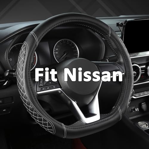 West Llama Flat Bottom Car Steering Wheel Cover for Nissan,D Shaped Steering Wheel Cover for Rogue,Altima,Kicks (Diamond Quilted-Black+Gray-Standard Size) - color: B-Black+Gray, size: D-shaped-standard Size (14 ½''-15'')