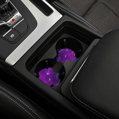 Purple Galaxy Steering Wheel Cover Purple Starry Sky Steering Wheel Cover Galaxys Breathable Universal for 15 Inch Anti-Slip Car with 2 Pieces Car Coasters Suitable for Men Women Galaxys - color: Purple Galaxy