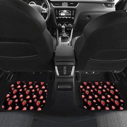 Strawberry Red Black Automotive Floor Mats Set of 4Pcs Carpet Front & Rear Car Floor Mats Universal Fit - color: Strawberry Red Black