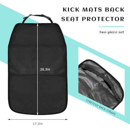 2 PCS Kick Mat Back Seat Protector, Waterproof Auto Seat Back Cover Protector with 2 Mesh Pockets, Anti-Mud Backseat Protective Cover Large Kick Mats for Car Truck SUV