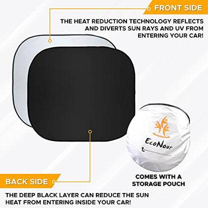 EcoNour Windshield Sun Shade Cartoon Funny Medium Size (31" L x 28" W), Printed Car Sunshade Foldable, 240T Polyester Blocks Heat and UV Rays for Front Window Protection - size: Medium-Grey
