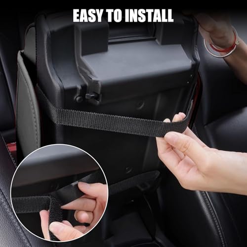 Car Center Console Armrest Pillow with 2 Storage Pockets, Memory Foam Car Armrest Cushion, Leather Car Center Console Cover for Most Vehicle (Black-Upgraded Thickened) - color: Black-Upgraded Thickened
