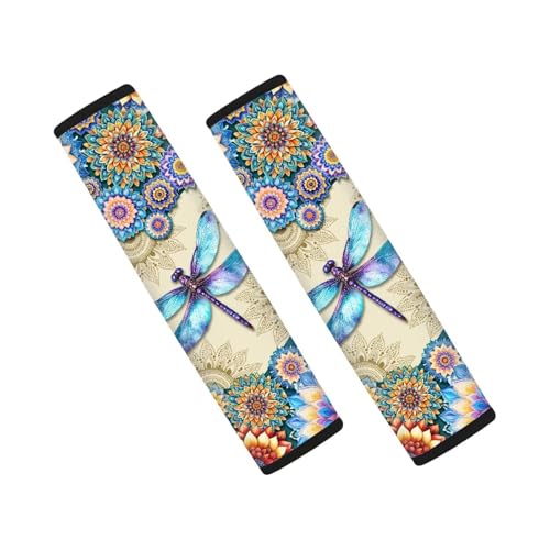 Dreaweet Seatbelt Covers for Women Boho Dragonfly Print Seat Belt Covers 2 Pack Car Seat Belt Cover for SUV Truck Sedan Soft Seat Belt Cushion Shoulder Strap Pads - color: Boho Dragonfly