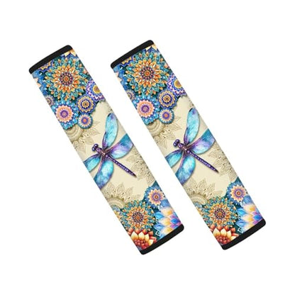 Dreaweet Seatbelt Covers for Women Boho Dragonfly Print Seat Belt Covers 2 Pack Car Seat Belt Cover for SUV Truck Sedan Soft Seat Belt Cushion Shoulder Strap Pads - color: Boho Dragonfly