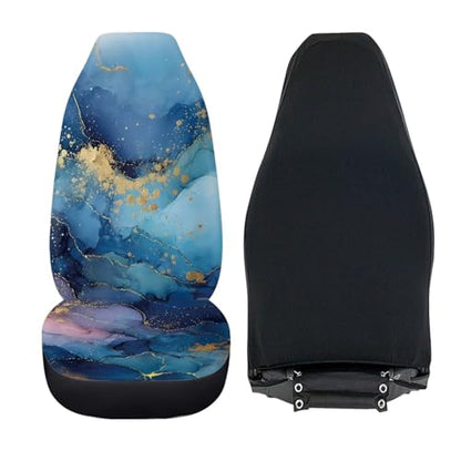 Blue Golden Marble Butterfly Pattern Universal Vehicle Seat Protector, Breathable High Back Seat Covers 2pcs Set, Anti-Slip Car Interior Cover for Auto Truck Van - color: Blue Golden Marble