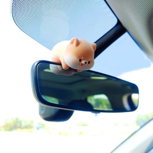 Cute Furry Animal Rear View Mirror Accessories, Car Dashboard Ornament Center Screen Decoration Rearview Mirror Charm, Car Accessories Interior Decor for Women/Men - style: Puppy