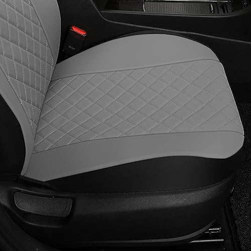 GIANT PANDA Front Seat Covers for Bucket Seats, Faux Leather Seat Covers Universal for Most Cars SUV and Mini Van (Grey) - color: Grey