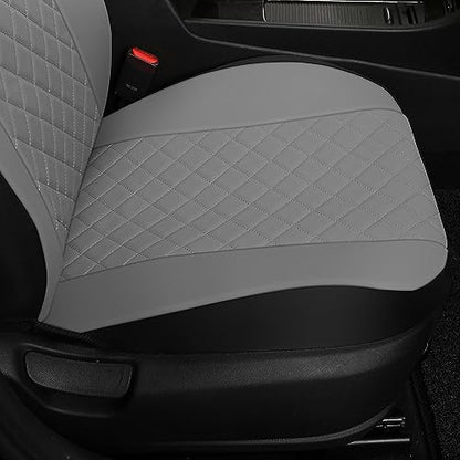 GIANT PANDA Front Seat Covers for Bucket Seats, Faux Leather Seat Covers Universal for Most Cars SUV and Mini Van (Grey) - color: Grey