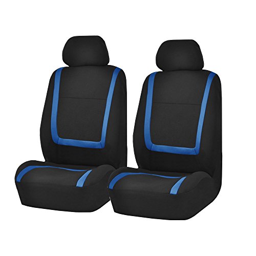 FH Group Car Seat Covers Front Set in Cloth -Car Seat Covers for Low Back Car Seats with Removable Headrest,Universal Fit,Automotive Seat Covers,Washable Car Seat Cover for SUV,Sedan,Van Blue - color: Blue, size: Front Set