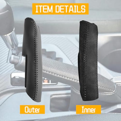 Genuine Leather Handbrake Protector Cover Compatible with Toyota RAV4 2013-2016 Anti-Slip Hand Brake Parking Lever Sleeve Black