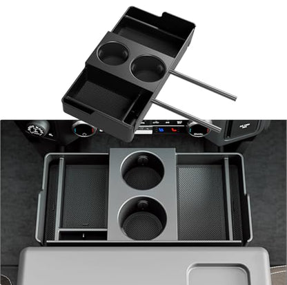Front Center Seat Headrest Organizer Compatible with 2011-2026 Ford F150 F250 F350 F450 F550 F650 Cup Holder Coin Container Storage Box with Silicone Pads Accessories (Jump Seat Console Only)