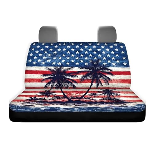 AFPANQZ Car Seat Covers 2 Pcs Back Seat Cushion Split Bench Covers, American Flag Palm Universal Rear Seat Protector for SUV Trucks Sedan - color: American Flag Palm