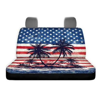 AFPANQZ Car Seat Covers 2 Pcs Back Seat Cushion Split Bench Covers, American Flag Palm Universal Rear Seat Protector for SUV Trucks Sedan - color: American Flag Palm