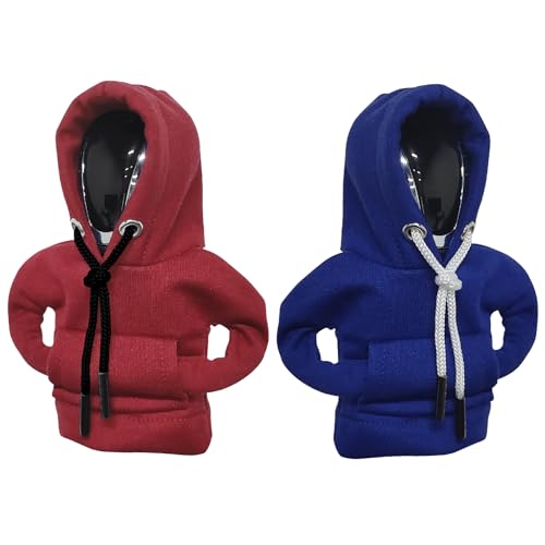 vvag Gear Shift Hoodie, Hoodie Car Gear Shift Cover, Car Shift Knob Hoodie, Automotive Interior Accessories, Universal Fit Knob Cover Gift (Red+Blue) - color: Red+Blue