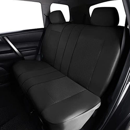 Flying Banner car seat Covers Full Set Velvet Cubic Stamp Massage Breathable Rear Bench Split Black Gray Beige tan 40/60 50/50 60/40 (Full Set - Low Back, Black) - color: Black