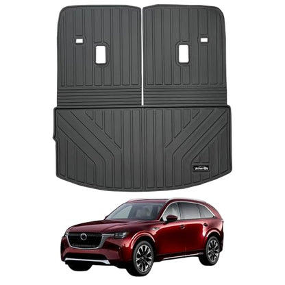 Large Cargo Liners for Mazda CX90 CX-90 2024 2025 (Only Suitable for 6 Seats) (Not Suitable for 7&8 Seats),TPE All Weather Protection with Trunk Mat Covering The backrest - size: 2024 2025 CX90 Cargo Mats-6 Seats