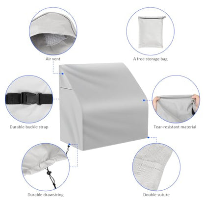 Waterproof Boat Swing Back Seat Cover, 600D Marine Grade Polyester Canvas Swingback Cooler Seat Cover,Grey