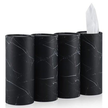 Tissue Holder, 4 Pack Car Cup Holder Facial Tissues with Travel Tissue Bag, Quick and Convenient Flower Combination Car Tissue Box(4 Canisters/200 Tissues) Black - color: Black