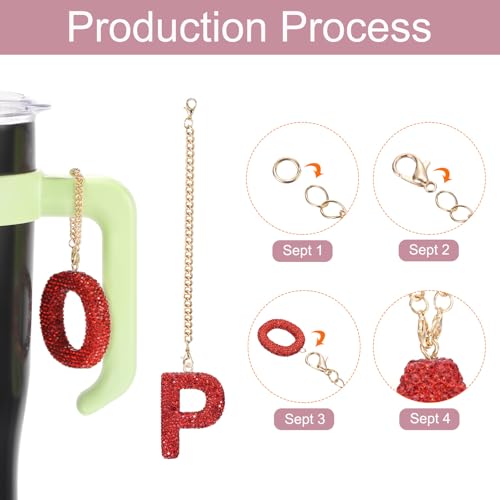 MECCANIXITY Bling Car Letter Charm, Initial P Letter Interior Car Rear View Mirror Decoration Hanging Crystal Ornaments for Women Bags Water Cup DIY Craft, Red - style: Letter P