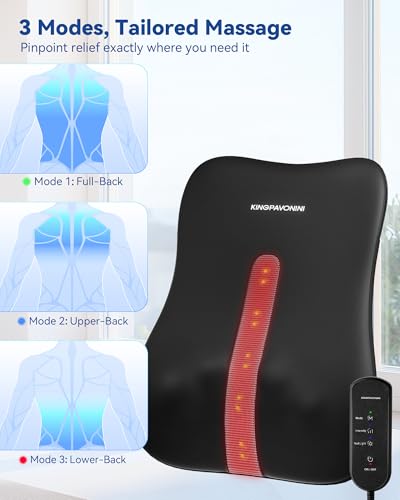 Back Massager for Pain Relief Deep Tissue, Up-Down Rolling & Ultra-Slim Shiatsu Back Massager with Cushion Layer, Lower Back Massage for Chair Home Office, Gift for Men Women