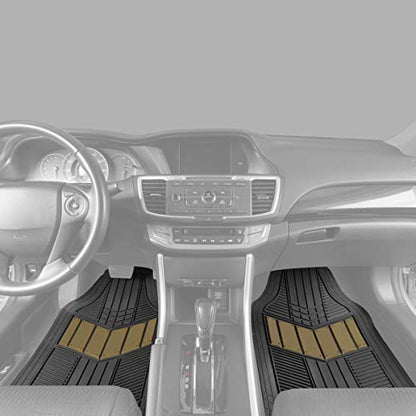 BDK Beige Heavy Duty Front & Rear Rubber Floor Mats Universal Liners for Car SUV Van & Truck, All Weather Protection with Anti-Slip Nibs, Fit Contours of Most Vehicles - color: 688-BG