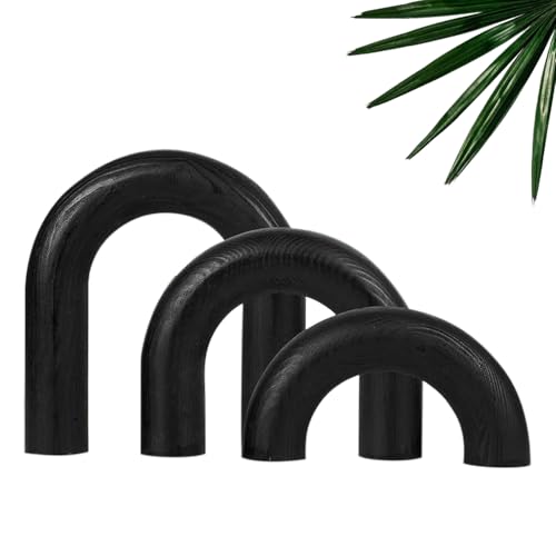 3Pcs Wooden Arches Decorative Object for Coffee Table Boho Shelf Decor Arch Design for japandi Home Aesthetic Shelf Neutral Home Accents (Black Stain)