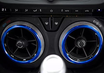 iJDMTOY 4pc Sports Blue Aluminum Air Conditioner Outer Vent Decoration Trim Covers Compatible with Chevrolet 2016-up Gen6 Camaro