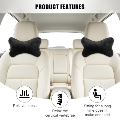 2PCS Car Headrest Pillow, Comfortable Ergonomic Design Vehicle Seat Neck Pillow for Driving Fatigue Relief, Soft Breathable Automotive Interior Head Rest Cushion Pad, Universal Fit (Black) - color: Black