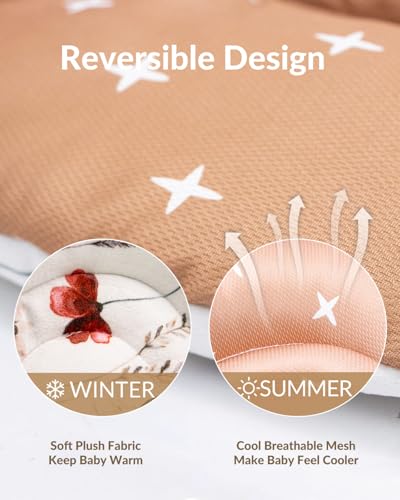 Generic Infant Car Seat Insert Compatible with Mamaroo Swing & Graco Swing and Infant Car Seat, Newborn Insert Baby Head Body Support, Reversible Design, Breathable Fabric, 1Pcs - Brown Wildflower - color: Brown Wildflower