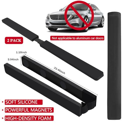 2 Pack Dent Prevent Car Door Protector 33.46 Inch Magnetic Removable Car Door Dent Protector Lengthen and Widen Prevents Scratches Dings, Black