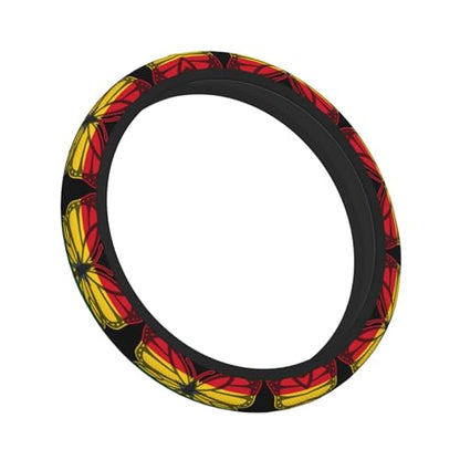 Butterfly Ghanaian Flag Universal Steering Wheel Cover Non-Slip Grip Floral Design for Cars/Trucks/Suvs (Fits 14.5"-15" Wheels)