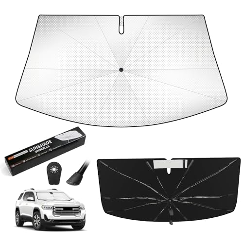 Windshield Sun Shade Umbrella for GMC Acadia 2017-2025, Foldable Car Window Shade with 360° Bendable Handle to Protect Dashboard, Upgraded UPF 50+ Heat Insulation Interior Protector - size: For GMC Acadia 2017+