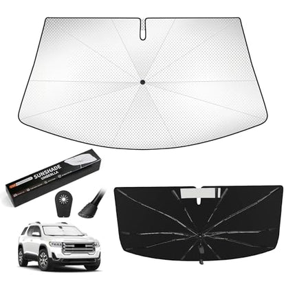 Windshield Sun Shade Umbrella for GMC Acadia 2017-2025, Foldable Car Window Shade with 360° Bendable Handle to Protect Dashboard, Upgraded UPF 50+ Heat Insulation Interior Protector - size: For GMC Acadia 2017+