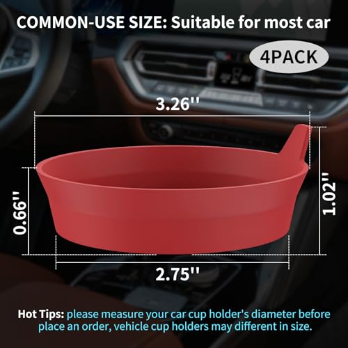 ME.FAN Car Cup Coasters [4 Pack] Silicone Car Coasters/Automotive Cup Mats - Universal Non-Slip Recessed Car Interior Accessories - Car Cup Holder Insert Coasters Wine Red - color: 4pack-wine Red