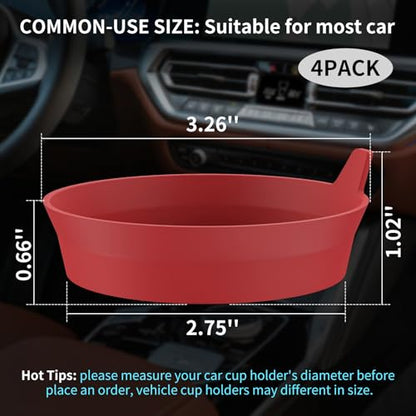 ME.FAN Car Cup Coasters [4 Pack] Silicone Car Coasters/Automotive Cup Mats - Universal Non-Slip Recessed Car Interior Accessories - Car Cup Holder Insert Coasters Wine Red - color: 4pack-wine Red