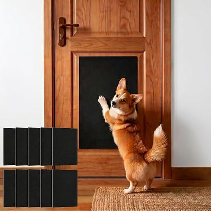 10 Pack Dog Nail Scratch Board, Self-Adhesive Scratch Pad for Dogs Replacement Pet Door Scratcher Shield, No Drilling Door Guard to Protect Doors, Nail File Pad for Dogs Cats, 14.3*9.8 Inch